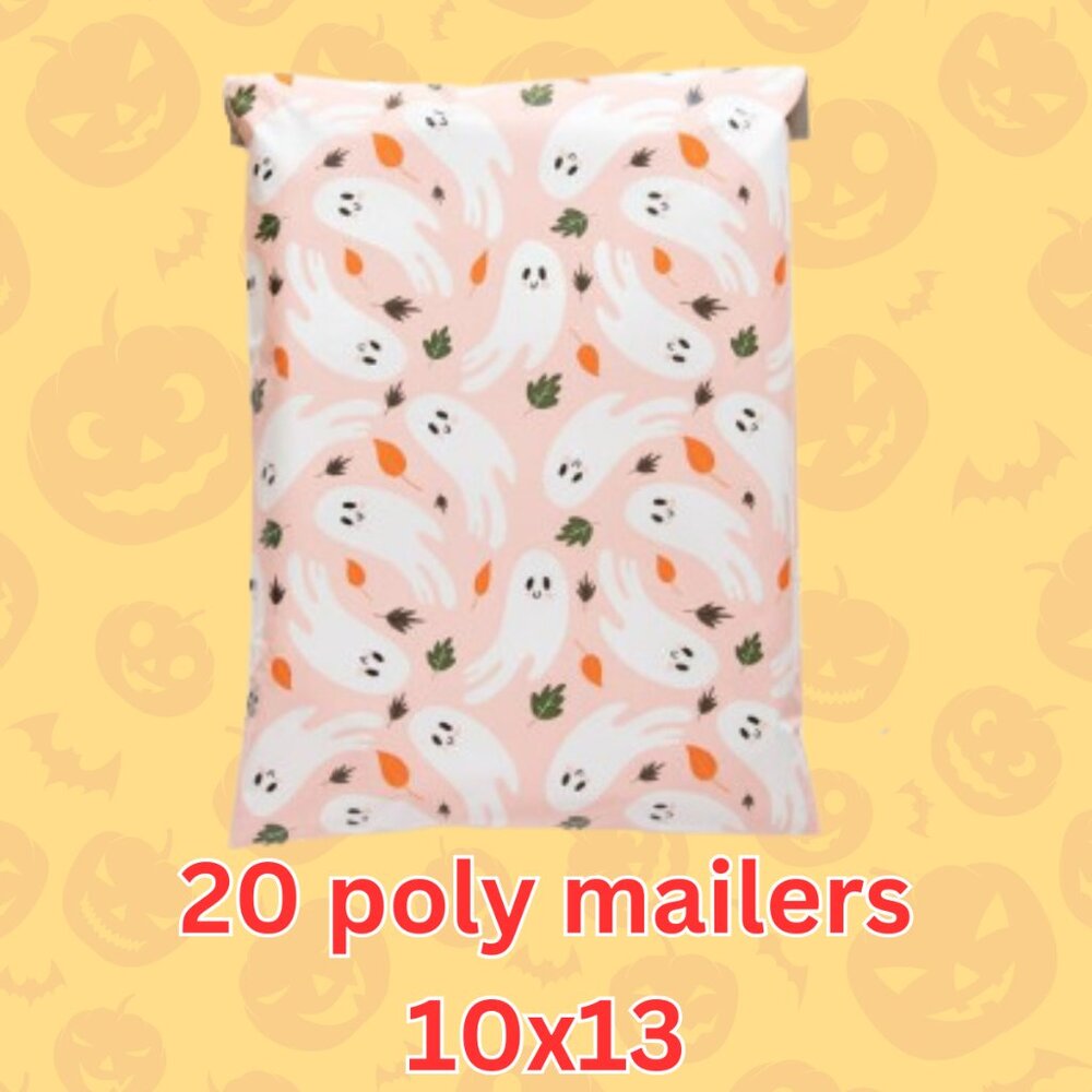 🎃 20 Halloween ghost print poly mailers 10x13